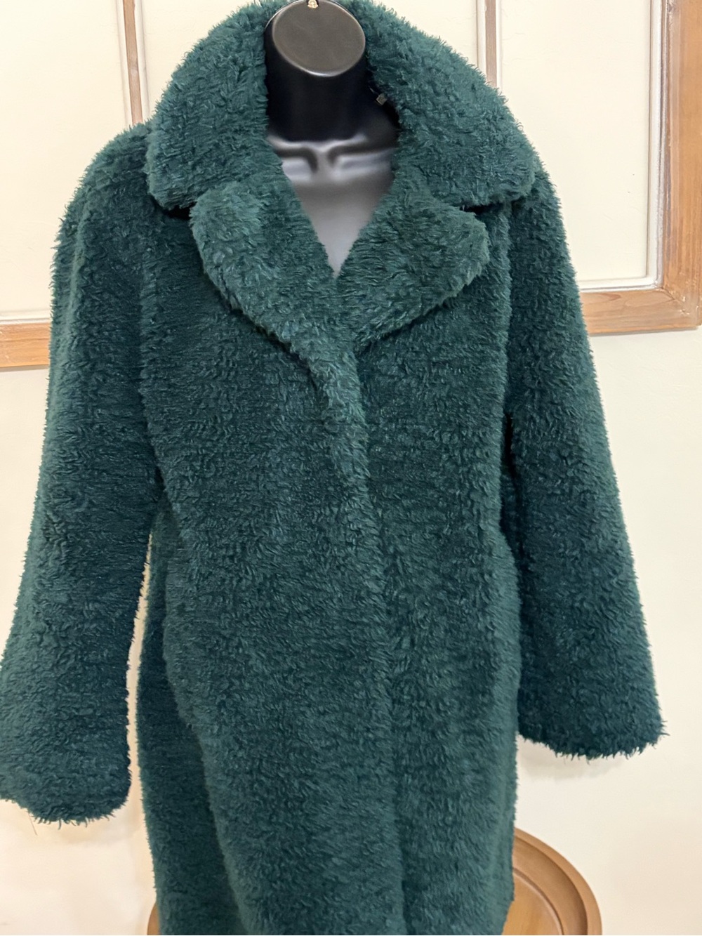 Steve Madden Women’s Green Teddy Sherpa Coat Size M Oversized Long Jacket
